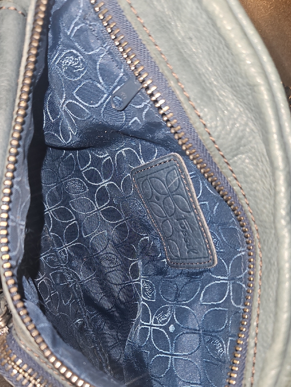Fossil Blue Leather Crossbody Bag - Picture 6 of 8